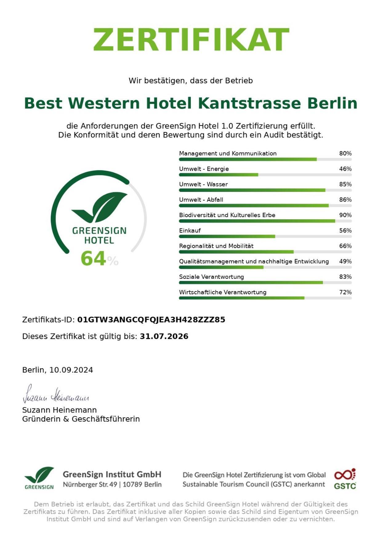 Best Western Hotel Kantstrasse Berlin Exterior photo